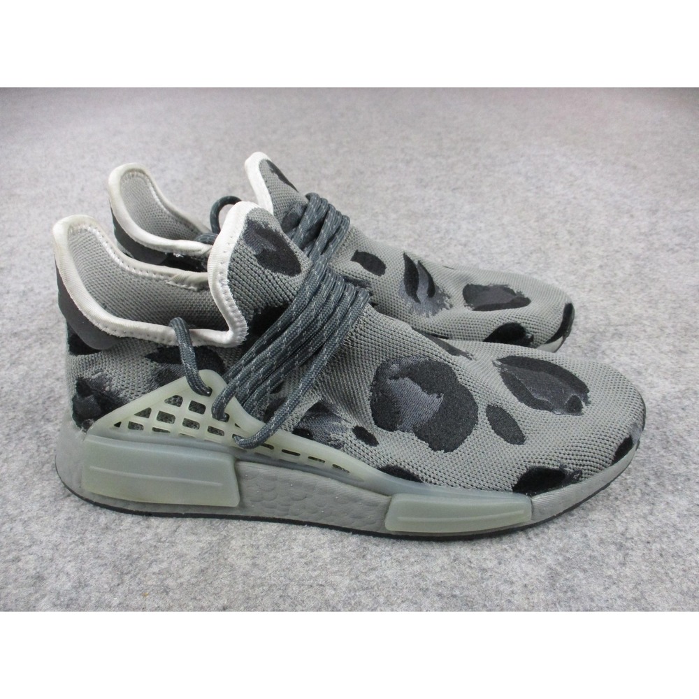 Adidas Shoes Mens Size 8 1/2 Gray Black Pharrell Williams Animal Print Sneakers